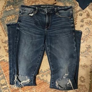 AE distressed jeans, skinny kick- X-long!